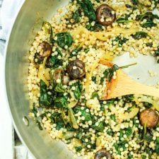 Israeli Couscous with Spinach & Mushrooms
