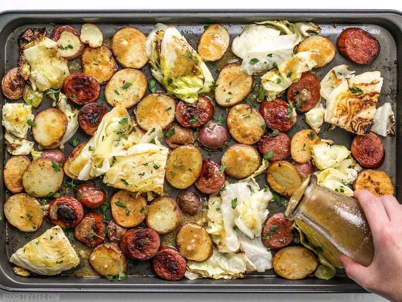 Pan Roasted Kielbasa & Cabbage Dinner